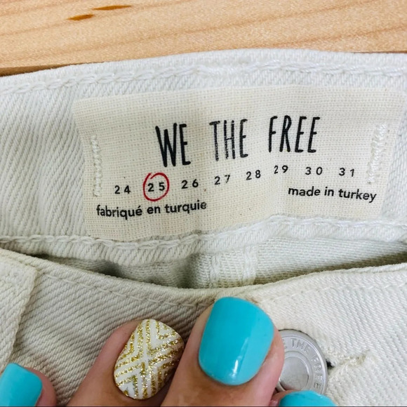 We The Free Free People Off White Distressed Denim Mini Skirt Size 25 - Picture 7 of 11